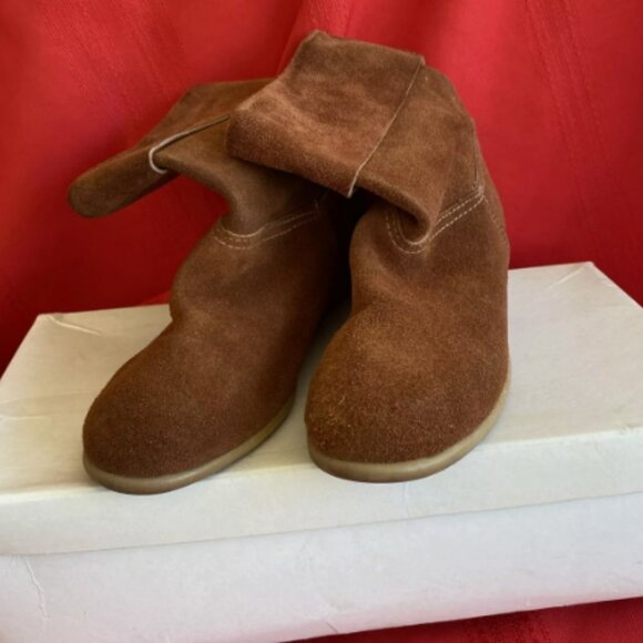 Vintage Sakowitz Booties Womens Size 6B Rust Leather Suede Boots Shoes - Picture 1 of 11
